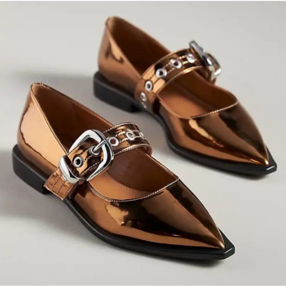 Maeve Metallic Bronze Flats with Buckle Detail-Looking to purchase!